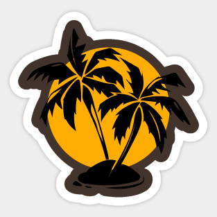 tropical Paradise Palm trees and sun Sticker